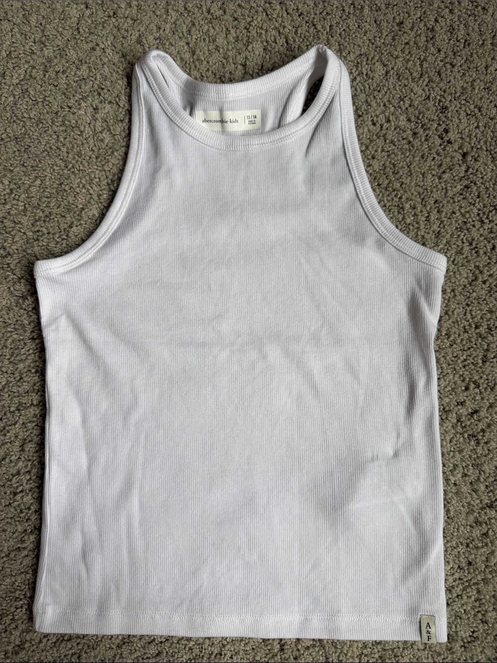abercrombie kids White Ribbed Crewneck Tank